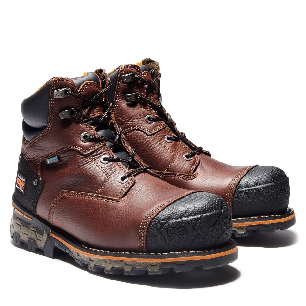 Botas de Trabajo Masculino - Timberland Pro® Boondock 6\" Comp Toe - GWOST1236 - Marrom/Pretas